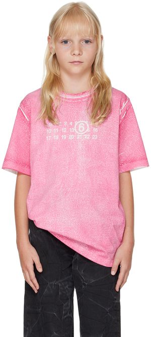 MM6 Maison Margiela Kids White & Pink Dyed T-Shirt