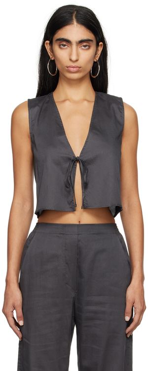 LESET Gray Yoko Tie Top