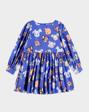 Girl's Cleo Graphic-Print Organic Cotton Dress, Size 3T-6
