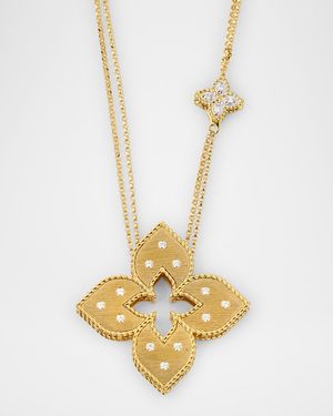 18K Yellow Gold Venetian Princess Necklace with Diamonds, 30"L