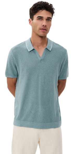 Marine Layer Greyson Sweater Polo Topaz XXL