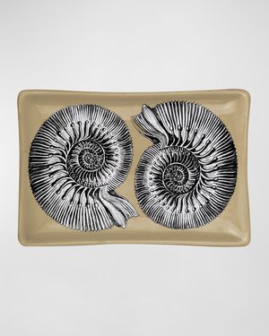 Rectangular Ashtray - Conchiglie Black Gold White