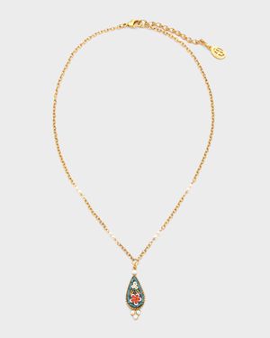 24k Gold-Plated Mosaic Pendant Chain Necklace
