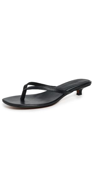 Madewell The Chiara Kitten Heel Thong Sandal in Leather True Black 8
