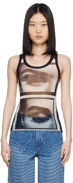 Jean Paul Gaultier Black 'The Eyes And Lips' Tank Top