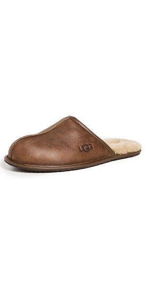 UGG Scuff Leather Slippers Tan 9
