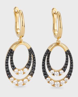 18k Clip II Medium Oval Black and White Diamond Earrings