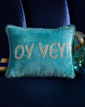 Beaded Oy Vey Velvet Hanukkah Pillow, 8" x 10"