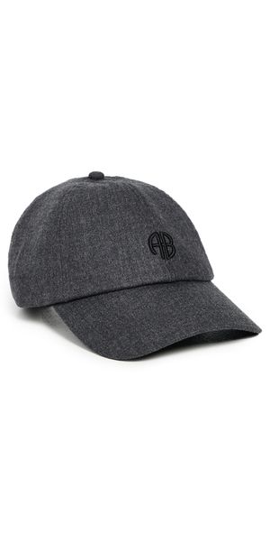 ANINE BING Jeremy 'AB' Monogram Baseball Cap dark heather gray One Size