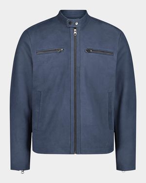 Men's Artino Leather Band-Collar Race Jacket