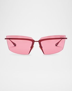 V-Lure Rimless Acetate & Titanium Cat-Eye Sunglasses