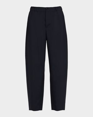 Elastic Waistband Straight-Leg Trousers