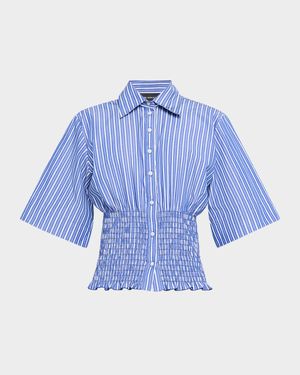 The Harte Smocked Button-Front Shirt