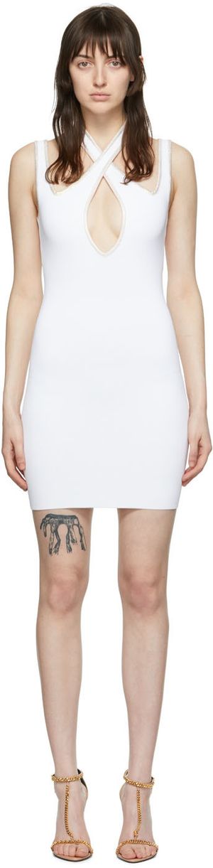 Balmain White Viscose Mini Dress