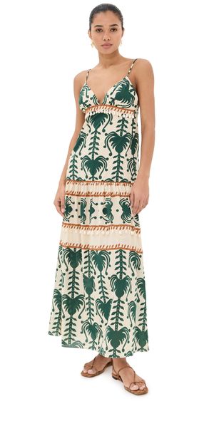 Johanna Ortiz Keeper Maxi Dress Ecru/Green 0