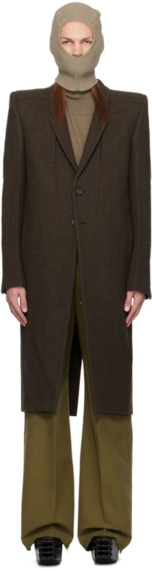 Rick Owens Manteau brun à épaulettes Neue et à poches passepoilées - Porterville