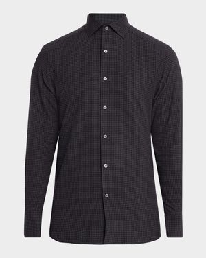 Men's Cotton and Cashmere Check Button-Down Shirt