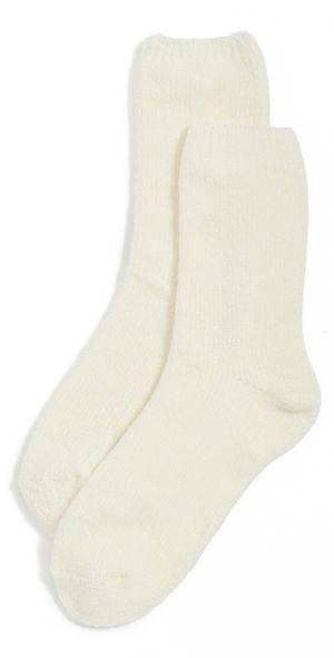 Stems Fuzzy Crew Socks Cream One Size