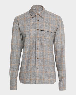 Men's Windowpane Snap-Front Overshirt
