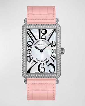 18K White Gold Long Island Diamond and Mother-of-Pearl Watch
