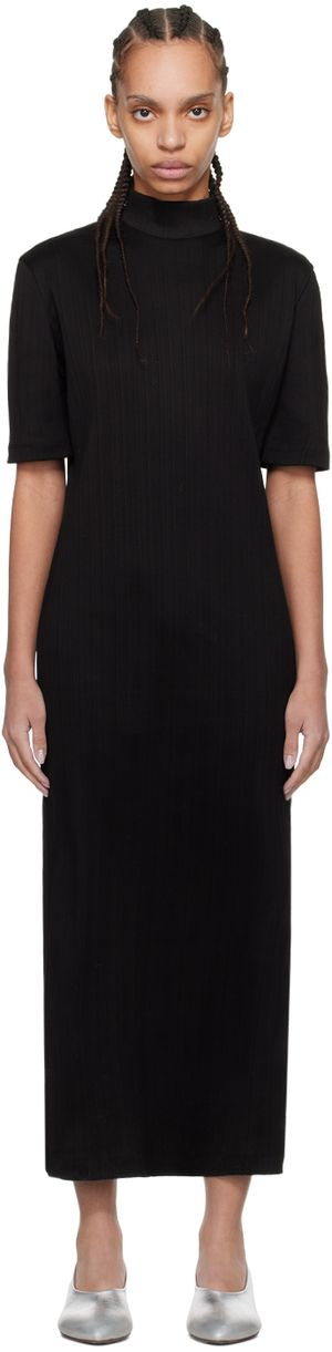 Mame Kurogouchi Black Random Ribbed Maxi Dress