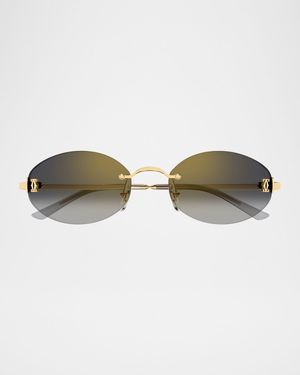 C de Cartier Rimless Metal Cat-Eye Sunglasses