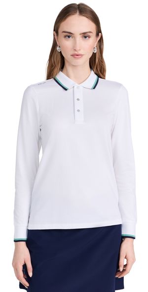 RLX Ralph Lauren Long Sleeve Tour Pique Val Polo Ceramic White Multi S