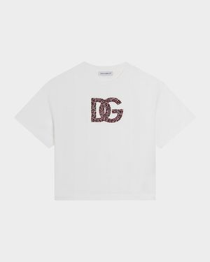 Girl's Embellished Interlocked Logo-Print T-Shirt, Size 4-6