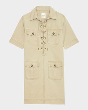 Record Lace-Up Mini Dress