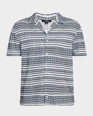 Men's Chez Stripe Crochet Camp Shirt