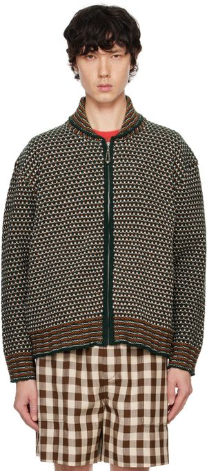 Bode Green & Orange Schenectady Sweater