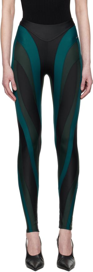 Mugler SSENSE Exclusive Black & Green Eco Sport Lycra Leggings