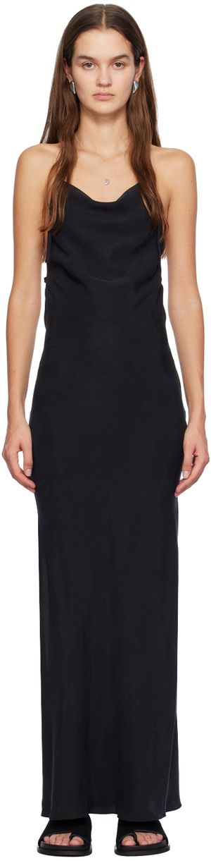 St. Agni Black Cowl Neck Maxi Dress