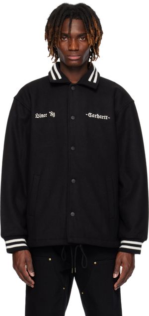 Carhartt Work In Progress Black Wool Coach Bomber Jacket