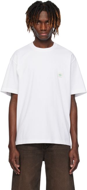 Solid Homme White Embroidered-Logo T-shirt