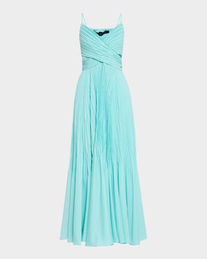 Morgan Pleated Crossover Maxi Dress