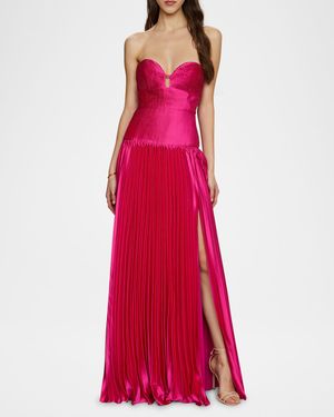 Ludlow Strapless Pleated Satin Gown
