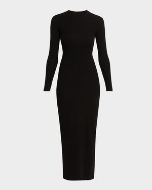 Long-Sleeve Knit Midi Dress