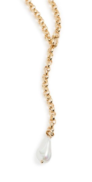 BaubleBar Teagan Pearl Lariat Necklace Pearl/Gold One Size