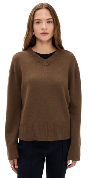 Vince Cashmere Blend V Neck Pullover Hazelnut S