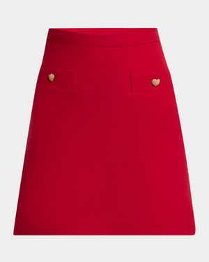 Heart Button Crepe Couture Mini Skirt