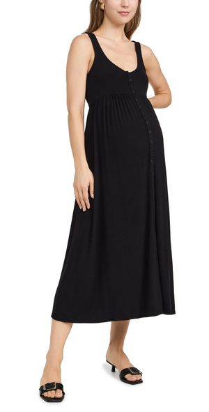 HATCH The Softest Rib Nursing Tank Dress Black 0