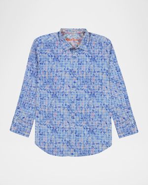 Men's Amsterdam Abstract Grid Button-Down Shirt