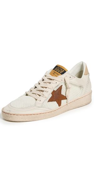 Golden Goose Ballstar Net and Leather Sneakers White/Buttercream/Terra Di Sie 40