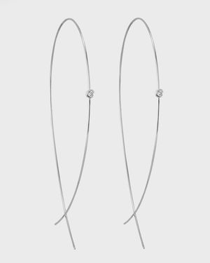 14K Gold Large Upside Down Hoops with Diamonds