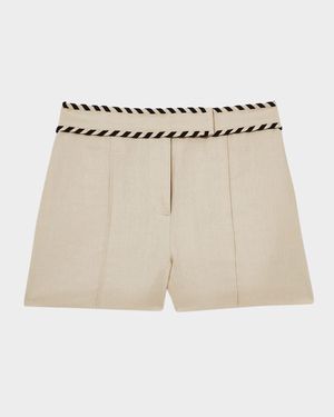 Fawn Whipstitch Linen Shorts
