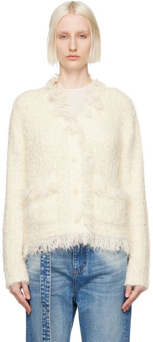 OPEN YY Off-White Y-Neck Cardigan