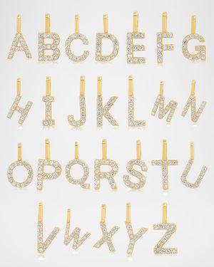 14K Pave Diamond Initial Charm