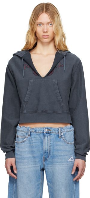 alexanderwang.t Navy Distressed Cotton Hoodie