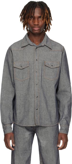 MM6 Maison Margiela Gray Rinsed Denim Shirt
